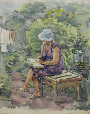 Крылов Порфирий Никитич. За чтением книги 